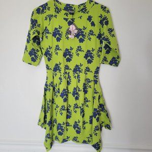 Wonder Land Avocado Floral Print Dress Size 14 New